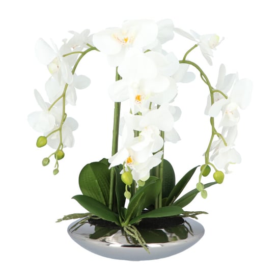 Kopu ® kunstplant orchidee 4 takken 41cm in zilveren schaal - - Image 4