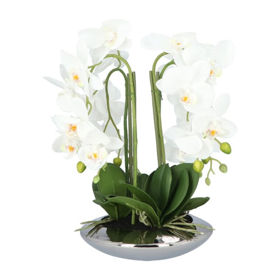 Kopu ® kunstplant orchidee 4 takken 41cm in zilveren schaal - - Image 5