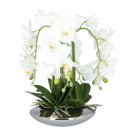 Kopu ® kunstplant orchidee 4 takken 41cm in zilveren schaal - - Image 6