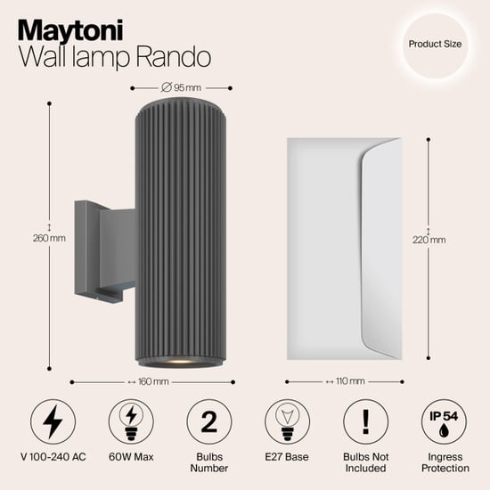 Maytoni Outdoor wandlamp rando - Ø9,5 - Image 3