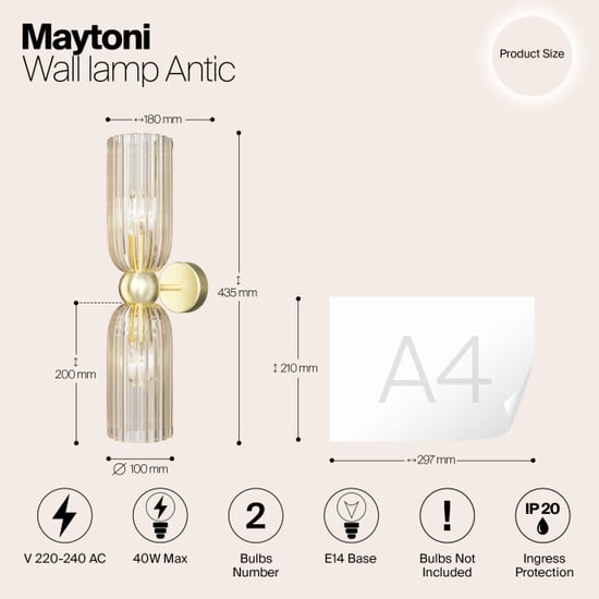 Maytoni wandlamp antic - Ø10 - Image 4