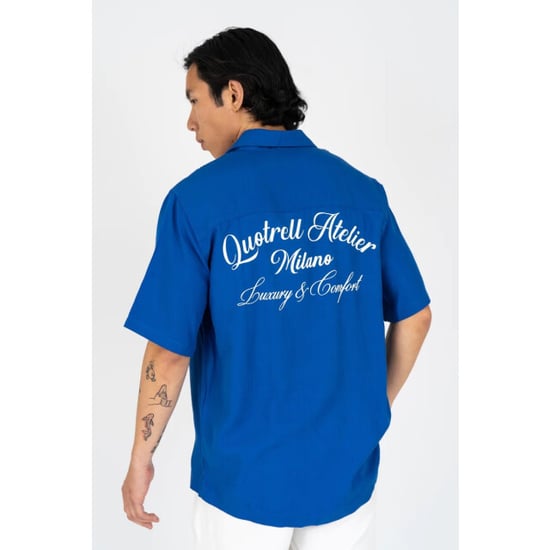 Quotrell Atelier milanon cotton shirt kobalt - Image 3