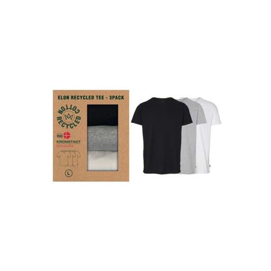 Kronstadt Elon recycled cotton 3-pack t-shirt ks3348 grey/white/black - Image 2