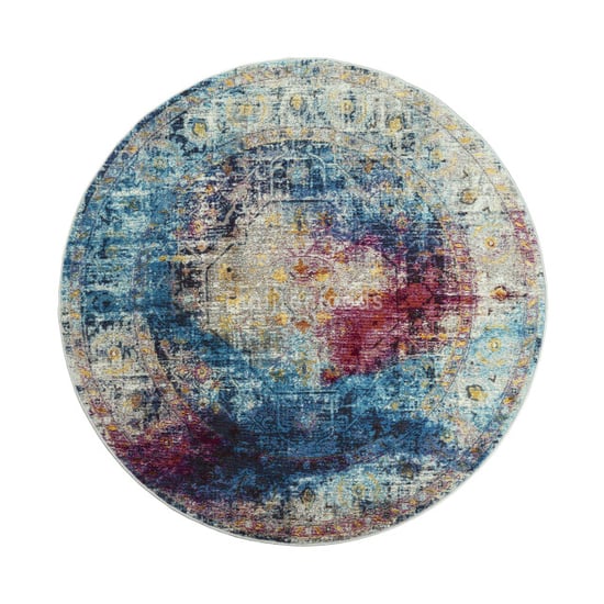 Muratap Picasso heriz vintage rond vloerkleed multi / blauw laagpolig- 133 - Image 4