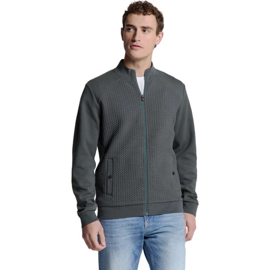 No Excess Sweater full zipper jacquard mix dark steel - Image 1