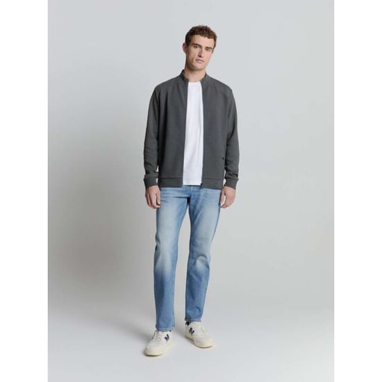 No Excess Sweater full zipper jacquard mix dark steel - Image 2
