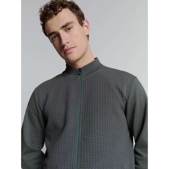 No Excess Sweater full zipper jacquard mix dark steel - Image 6