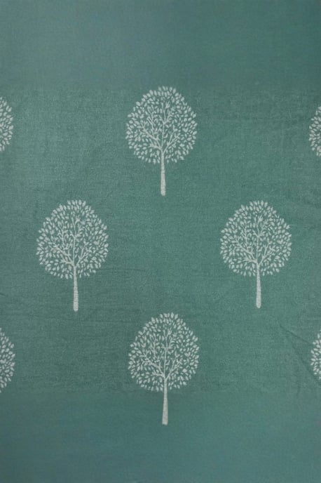 Tree Print Cashmere Blend Scarf With Tassels in Green - Image 3