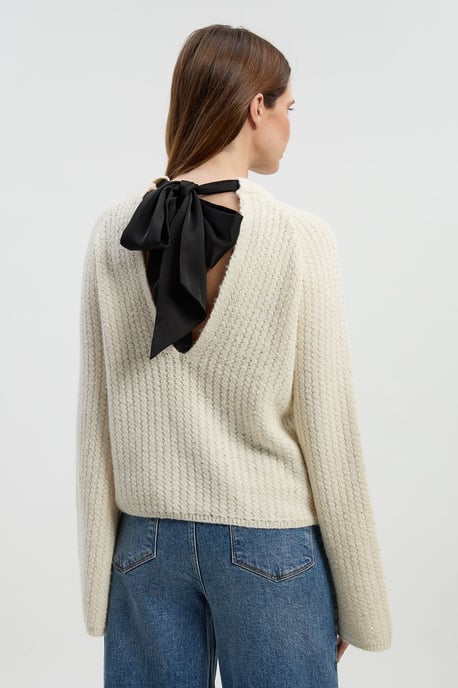 Sequin Knit Tie Bow Jumper - Image 5