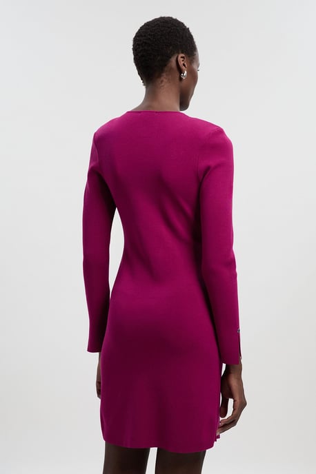 Viscose Blend Stud Keyhole Detail Knit Mini Dress - Image 4