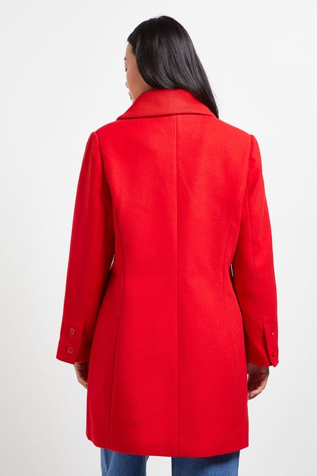 Petite Funnel Collar Single Breasted Midi Coat - Image 3