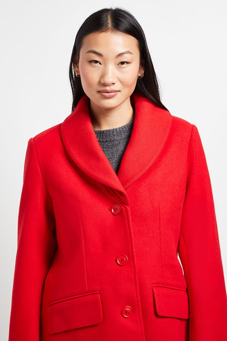 Petite Funnel Collar Single Breasted Midi Coat - Image 4