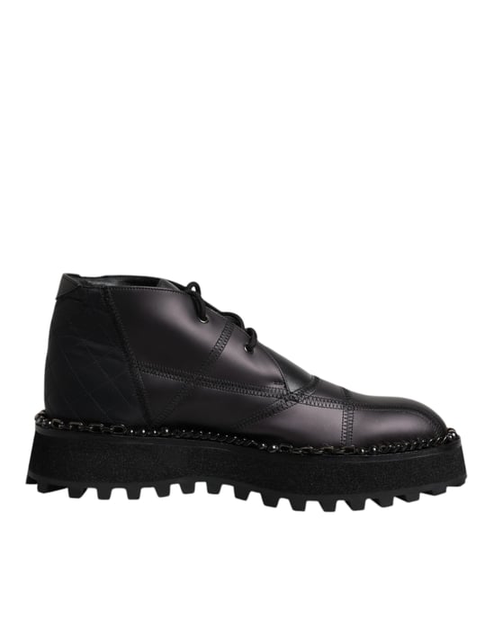 Chaintrim Leather Ankle Boots Black - Image 1
