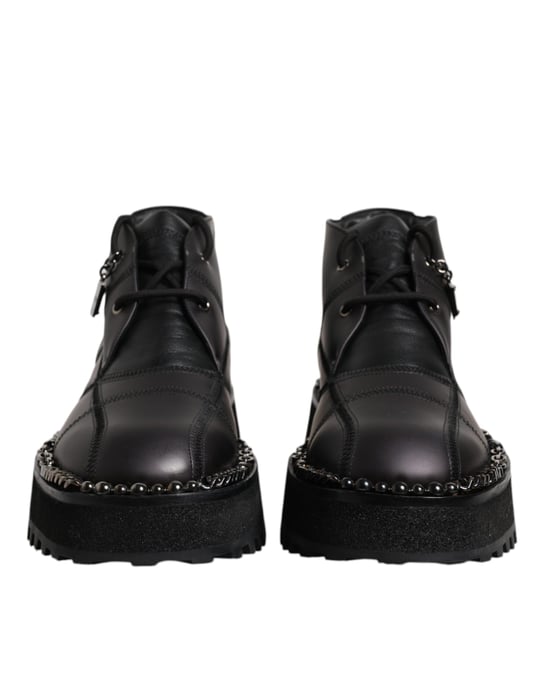Chaintrim Leather Ankle Boots Black - Image 2