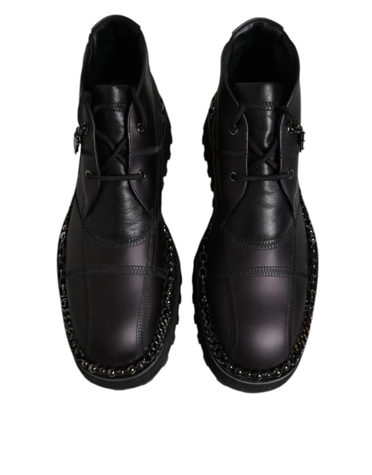 Chaintrim Leather Ankle Boots Black - Image 3