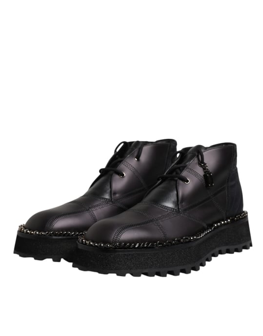 Chaintrim Leather Ankle Boots Black - Image 4