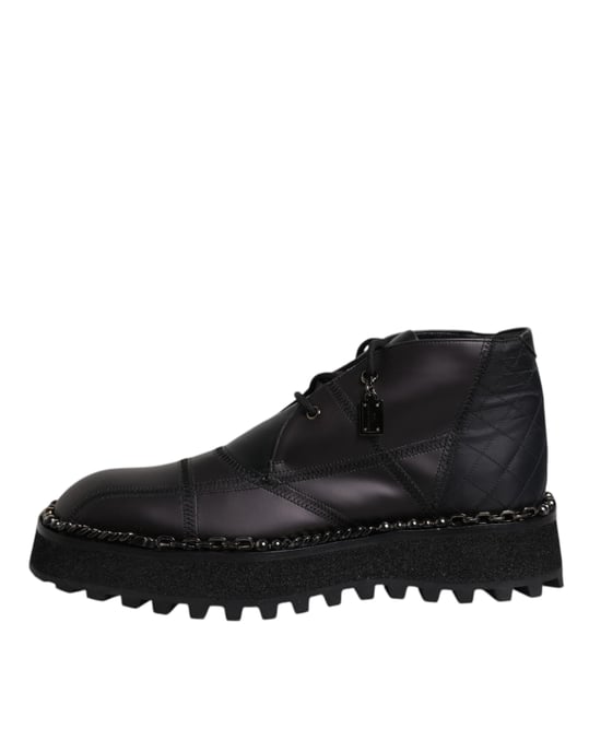 Chaintrim Leather Ankle Boots Black - Image 6