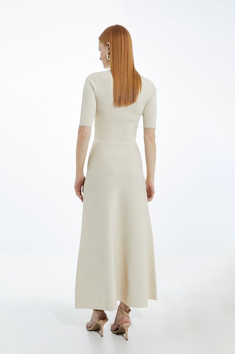 Rib Knit Military Trim Maxi Dress - Image 4