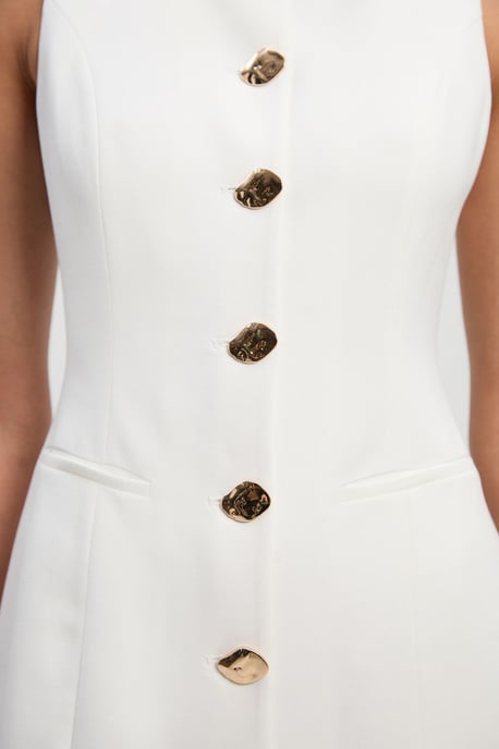 Compact Essential Button Pencil Midi Dress - Image 3