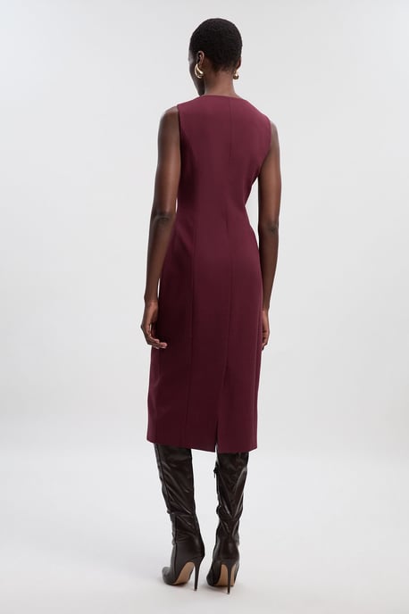 Compact Essential Button Pencil Midi Dress - Image 4