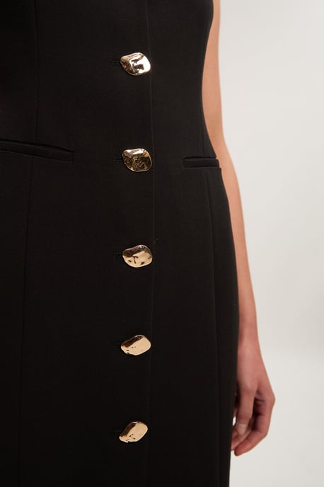 Compact Essential Button Pencil Midi Dress - Image 4