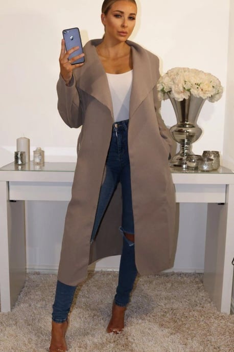 Waterfall Duster Belted Long Coat - Image 1