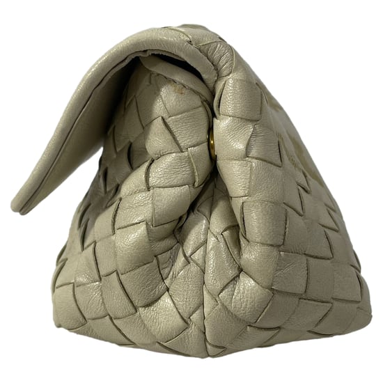 Bottega Veneta Vlinder Intrecciato Flap Clutch Bag in Beige Leder - Image 4