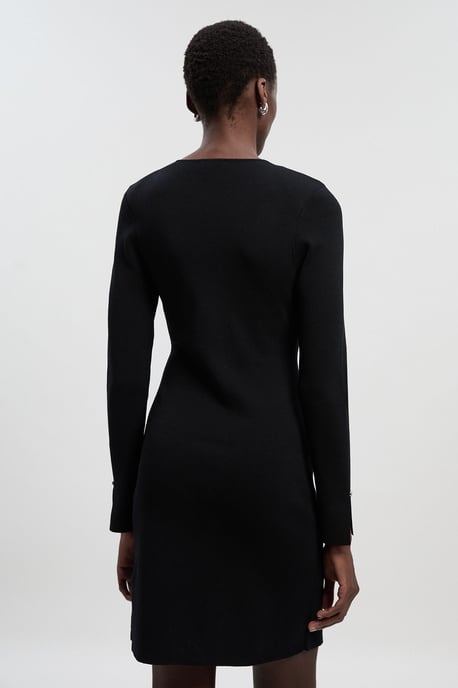 Viscose Blend Stud Keyhole Detail Knit Mini Dress - Image 4
