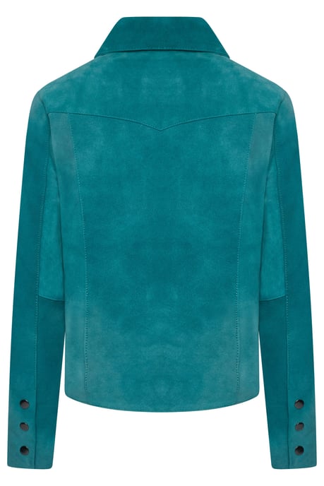 Ashley Suede Jacket in Turquoise - Image 3