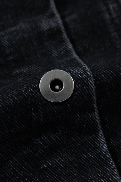 Hoodie i jeans med rutiga ärmar - Image 2