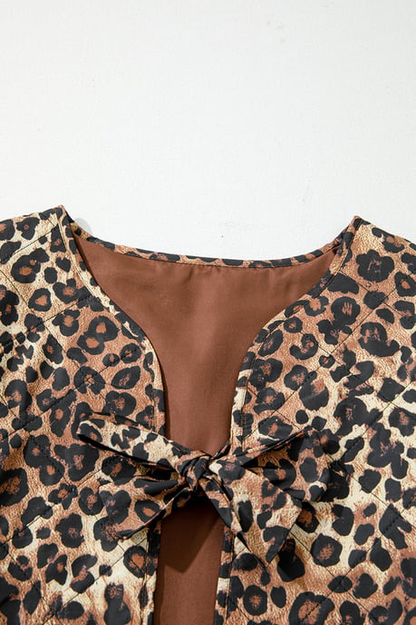 Leopardmönstrad Jacka med Knytframslutning - Image 4