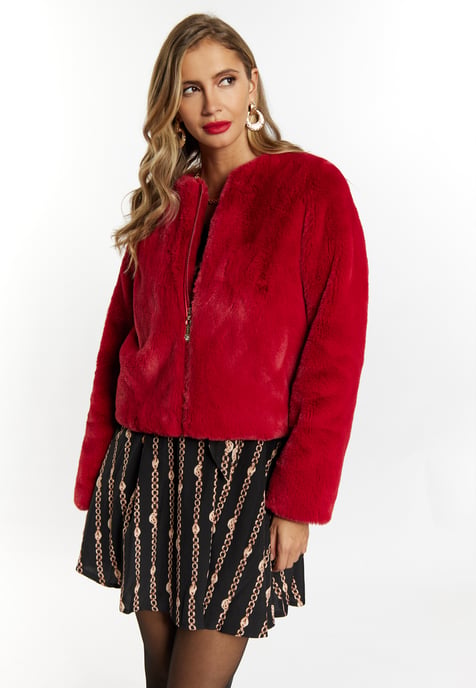 Faina Jas van imitatiebont Dames rood - Image 3