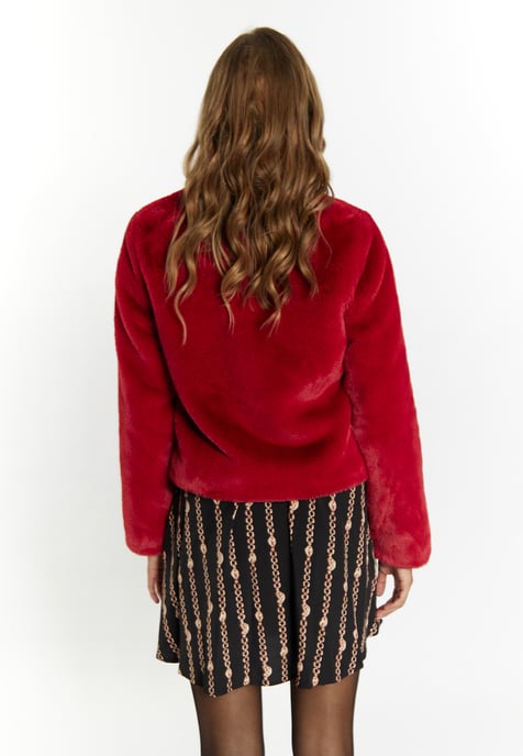 Faina Jas van imitatiebont Dames rood - Image 4