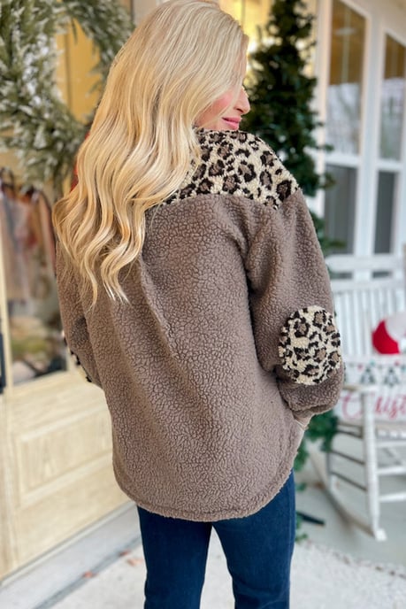 Leopardmönstrad Sherpa-jacka - Image 2