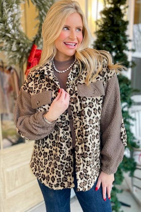 Leopardmönstrad Sherpa-jacka - Image 6