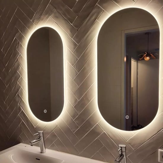 Vtw Living badkamerspiegel ovaal met led verlichting en verwarming 50 x 100 cm - Image 4