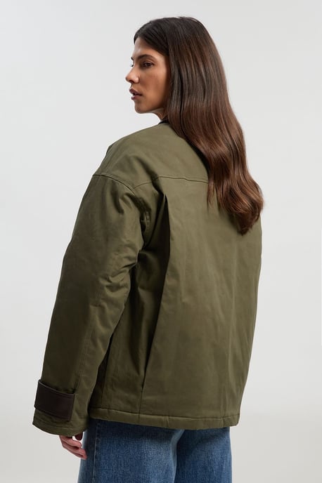 Quilted Contrast Collar Barn Jacket - Image 5