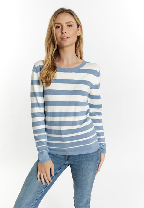 usha Gebreide trui Dames Denimblauw wolwit - Image 3