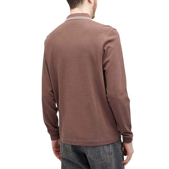 Fred Perry Mens Long-Sleeved Polo Shirt (Brick) - Image 2