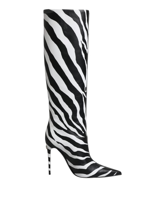 Zebra Print Kniehoge Laarzen - Image 1