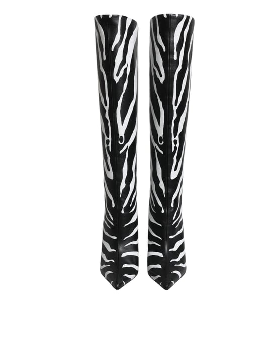 Zebra Print Kniehoge Laarzen - Image 2