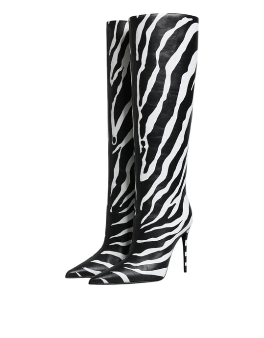 Zebra Print Kniehoge Laarzen - Image 4
