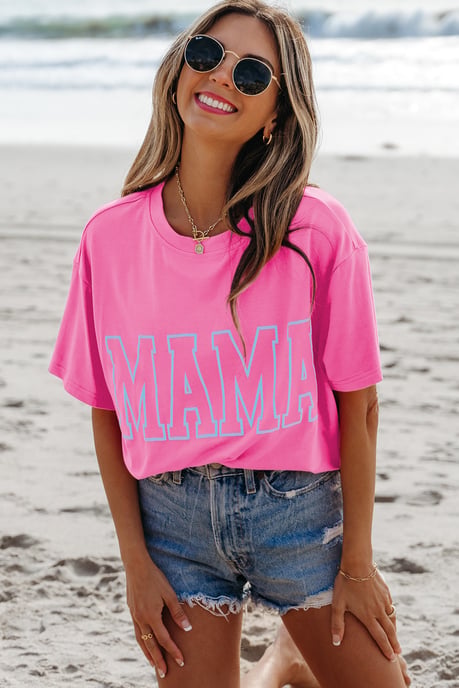 Rosa T-shirt med kort ärm och grafik - Image 4