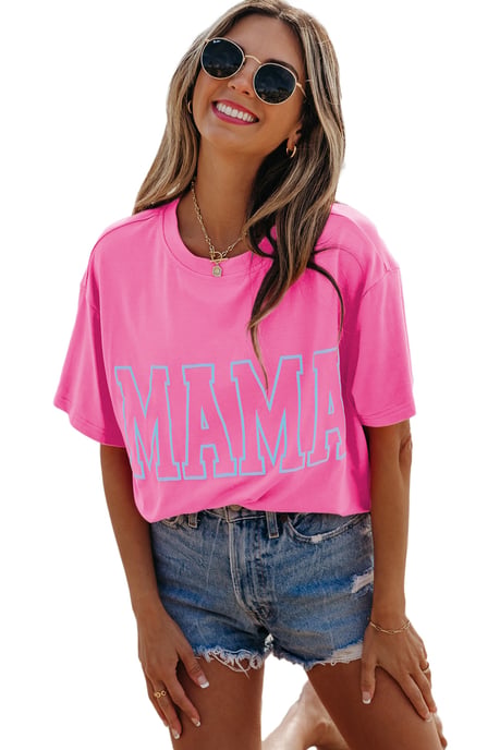 Rosa T-shirt med kort ärm och grafik - Image 5