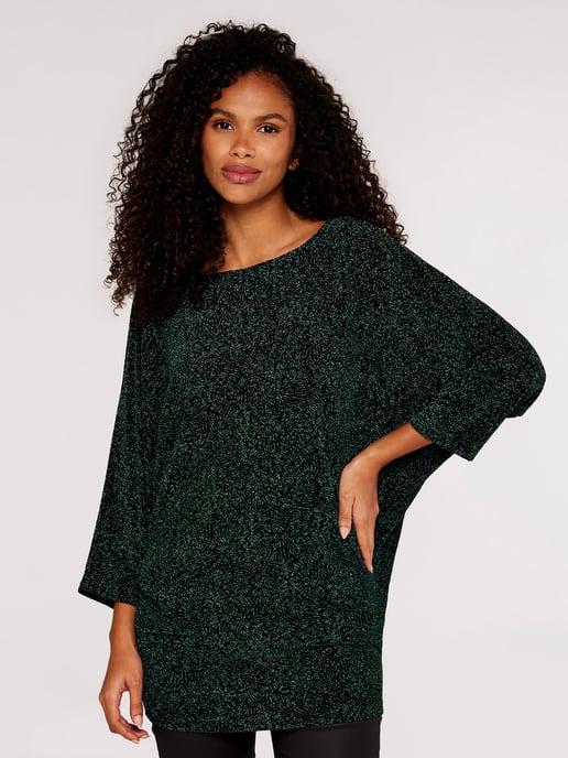 Apricot Metallic Swirl Batwing Top - Image 1