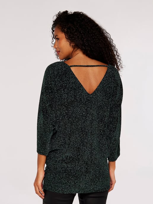 Apricot Metallic Swirl Batwing Top - Image 4