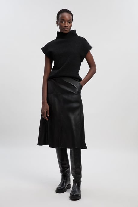 Faux Leather Belted Full skirt - Image 1