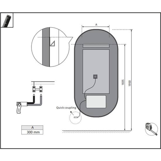 Vtw Living badkamerspiegel ovaal met led verlichting en verwarming goud 50 x - Image 4