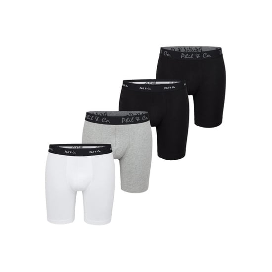 Phil & Co Boxershorts heren met lange pijpen boxer briefs 4-pack wit / grijs - Image 1