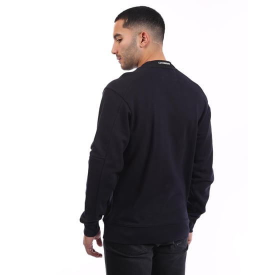 Men's C.P. Company Diagonal Raised Fleece Lens Crewneck Sweatshirt in Navy - Image 2